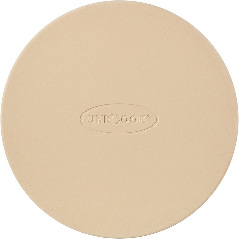 Unicook Small Pizza Stone 10.25 Inch for Oven and Grill, Round Baking Stone, Thermal Shock Resistant Cordierite Oven Pan with Plastic Dough Scraper, Ideal for Cooking Pizza, Bread - Image 1